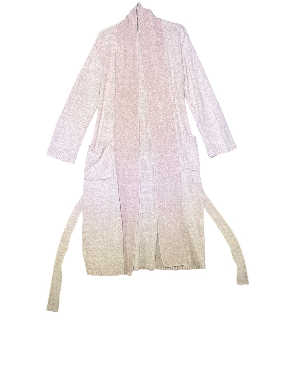 NATORI Blush Pink Soft Knit Long Robe with Belt Front Pockets Women’s Small - Picture 9 of 9
